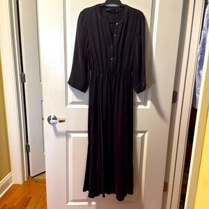 Jenni Kayne Dress Womens X-Small Black Avery Shirtdress l dress w Pockets EUC🖤